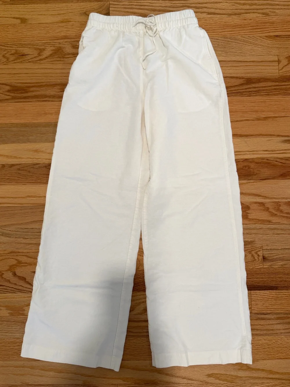 H&M Cream Linen Blend Wide Leg Pull-On Pants XXS